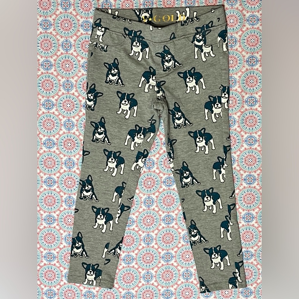 🌟❣️6/$10❣️🌟Sz 5 Girls Gray Dog Print Leggings